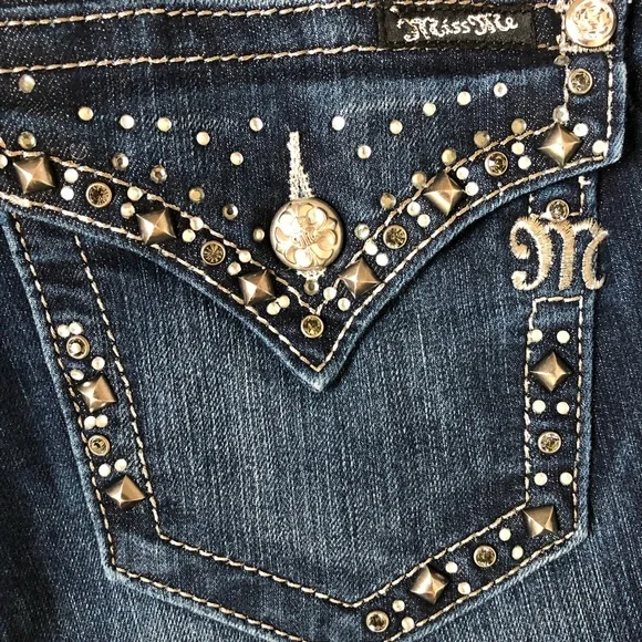 Miss Me Medium Wash Rhinestone Boot Cut Jeans 29 - Picture 12 of 16